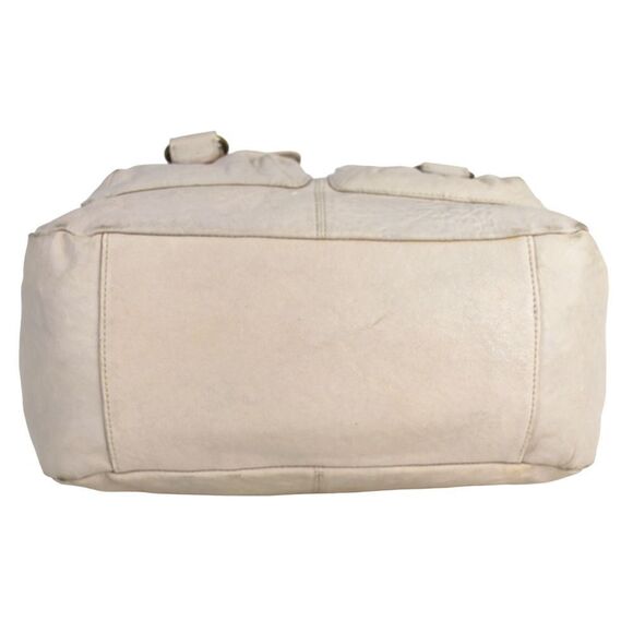 Large HALOGEN BEIGE GENUINE LEATHER HOBO HANDBAG SATCHEL TOTE PURSE - Picture 7 of 15